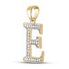 Image 2 : Round Diamond Initial E Letter Pendant 1/12 Cttw 10KT Yellow Gold