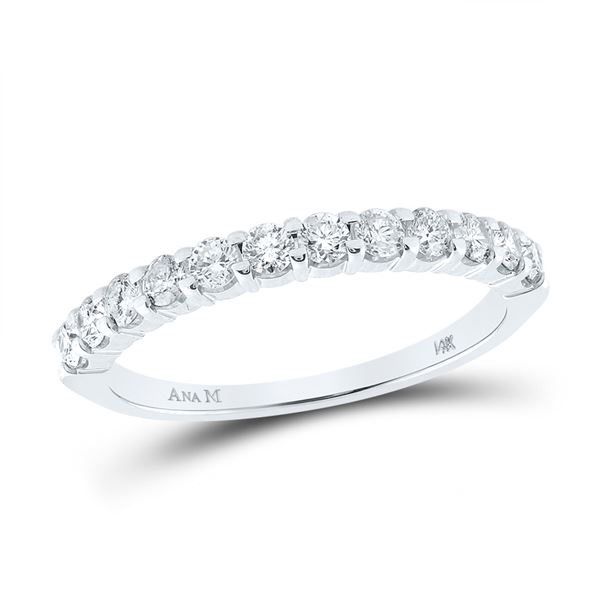 Round Diamond Single Row Band Ring 1/2 Cttw 14KT White Gold