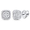 Image 1 : Round Diamond Square Frame Cluster Earrings 1/2 Cttw 14KT White Gold
