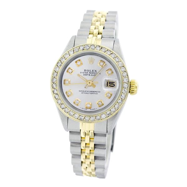 Rolex Pre-owned 26mm Womens Custom White Mother of Pearl Two Tone