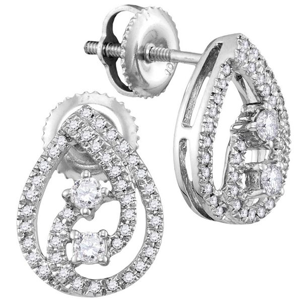 Round Diamond Teardrop Earrings 1/4 Cttw 10KT White Gold