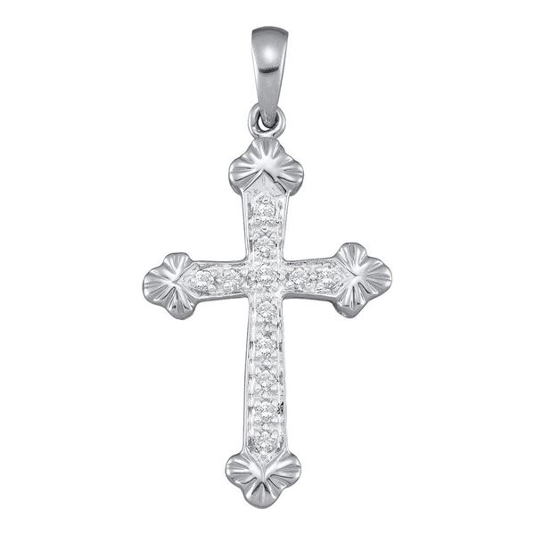 Round Diamond Cross Religious Pendant 1/6 Cttw 10KT White Gold