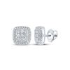 Image 1 : Round Diamond Square Earrings 1 Cttw 10KT White Gold