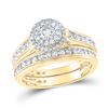 Image 2 : Diamond Halo Matching Wedding Set 1-5/8 Cttw 14KT Yellow Gold