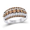 Image 1 : Round Brown Diamond Fancy Cocktail Ring 1-1/2 Cttw 10KT White Gold