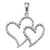 Image 1 : Round Diamond Double Outline Heart Pendant 1/6 Cttw 10KT White Gold