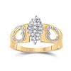 Image 1 : Round Diamond Double Heart Cluster Ring 1/8 Cttw 10KT Yellow Gold