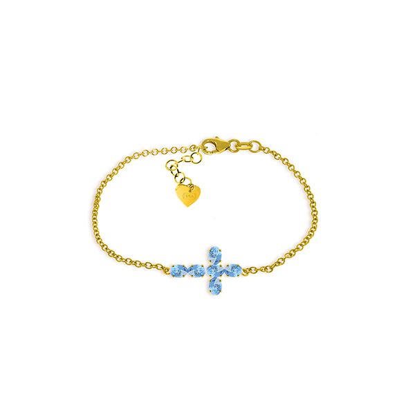 Genuine 1.70 ctw Blue Topaz Bracelet 14KT Yellow Gold - REF-59P8H