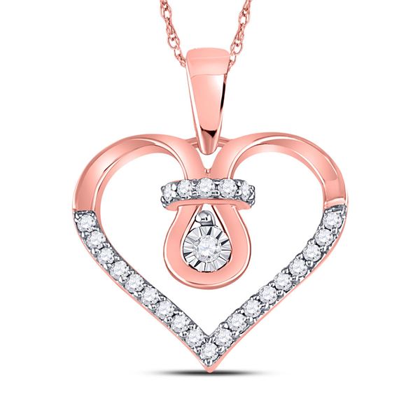 Round Diamond Knot Heart Pendant 1/8 Cttw 10KT Rose Gold