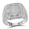 Image 1 : Round Diamond Square Cluster Ring 1/3 Cttw 10KT White Gold