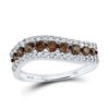 Image 1 : Round Brown Diamond Contoured Band 3/4 Cttw 10KT White Gold