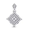 Image 1 : Round Diamond Offset Square Pendant 1/2 Cttw 14KT White Gold