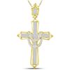 Image 1 : Round Diamond Cross Charm Pendant 1/2 Cttw 10KT Yellow Gold