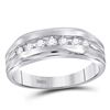 Image 1 : Round Diamond Wedding Single Row Band Ring 1/4 Cttw 10KT White Gold