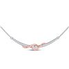 Image 1 : Diamond Curved Bar 2-stone Necklace 1/2 Cttw 14kt Two-tone Gold