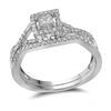 Image 1 : Princess Diamond Bridal Wedding Ring Band Set 1/3 Cttw 14kt White Gold