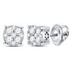 Image 1 : Diamond Cluster Earrings 1/2 Cttw 14kt White Gold