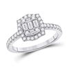 Image 1 : Baguette Diamond Cluster Ring 5/8 Cttw 14kt White Gold