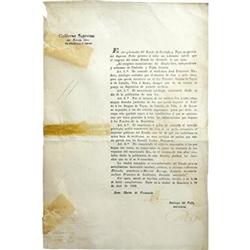 Juan Martin de Veramendi Decree Signed; 1833