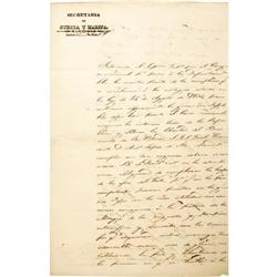 Jose Maria Tornel; Holograph Letter; 1836; Texas