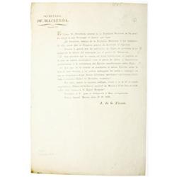 Decree Opening the Port of Matamoros; 1836