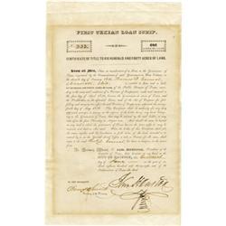 Samuel Houston Signed First Texian Loan Scrip