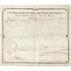 Anson Jones Document Signed; 1845; Texas