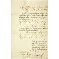 Anson Jones Document Signed as President