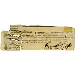 Surveyor Promissory Note Signed; Texas; 1832