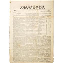 1836 Telegraph and Texas Register, Vol 1, No. 28