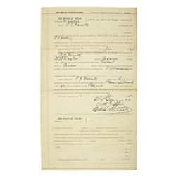 Pat Garrett: Signed Court Document, 1892