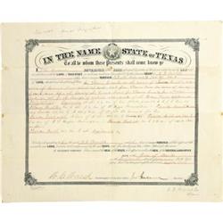 John Ireland Texas Governor Land Grant Signed