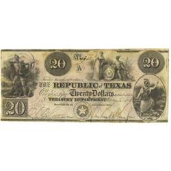 Mirabeau B. Lamar $20 Republic of Texas Note