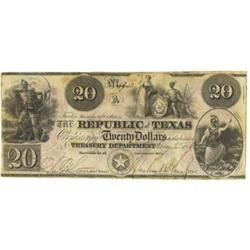 Mirabeau B. Lamar $20 Republic of Texas Note