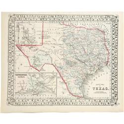 1872 Mitchell's "County Map of Texas" Map