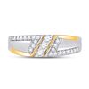 Image 2 : Mens Diamond 3-stone Wedding Ring 1/2 Cttw 10kt Two-tone Gold
