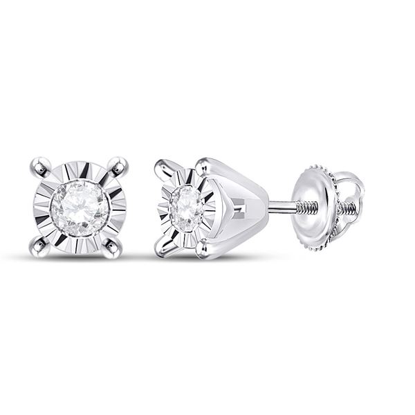 Diamond Stud Earrings 1/20 Cttw 10kt White Gold
