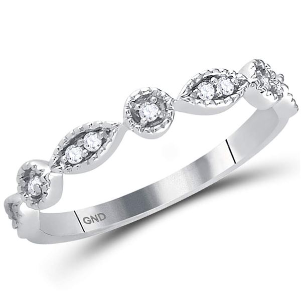 Diamond Classic Stackable Band Ring 1/10 Cttw 14kt White Gold
