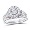 Image 1 : Diamond Bridal Wedding Ring Band Set 1 Cttw 14kt Two-tone Gold