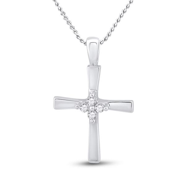 Diamond Cross Pendant 1/20 Cttw 10kt White Gold