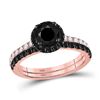 Image 1 : Black Color Enhanced Diamond Bridal Wedding Ring Set 2-1/5 Cttw 14kt Rose Gold