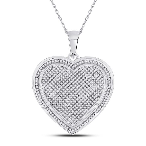 Diamond Composite Heart Pendant 1 Cttw 10kt White Gold