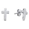 Image 1 : Diamond Cross Earrings 1/10 Cttw Sterling Silver