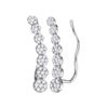 Image 1 : Diamond Cluster Climber Earrings 1/2 Cttw 10kt White Gold