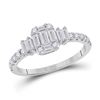 Image 1 : Baguette Diamond Cluster Ring 5/8 Cttw 14kt White Gold