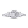 Image 2 : Baguette Diamond Cluster Ring 5/8 Cttw 14kt White Gold