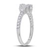 Image 3 : Baguette Diamond Cluster Ring 5/8 Cttw 14kt White Gold