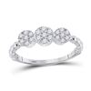 Image 1 : Diamond Beaded Triple Cluster Ring 1/3 Cttw 10kt White Gold