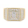 Image 2 : Mens Baguette Diamond Square Ring 2-3/4 Cttw 14kt Yellow Gold
