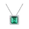 Image 1 : Princess Lab-Created Emerald Square Pendant 1-3/4 Cttw 10kt White Gold